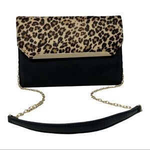 LSilpada Zahara Leopard Black Leather Clutch, Crossbody, Shoulder Bag